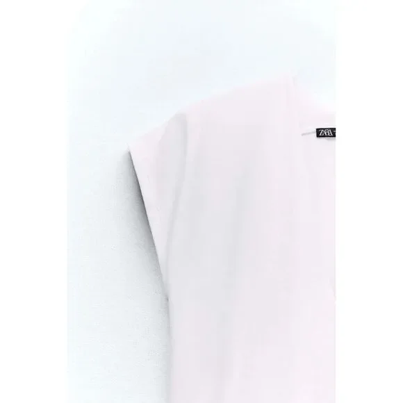 White Zara Deep V-Neck Sleeveless Pullover Top (NWT) - Picture 9 of 11